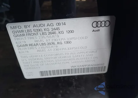 2015 Audi Q5 2.0T Premium из США, поврежденный, VIN WA1LFAFP3FA048692